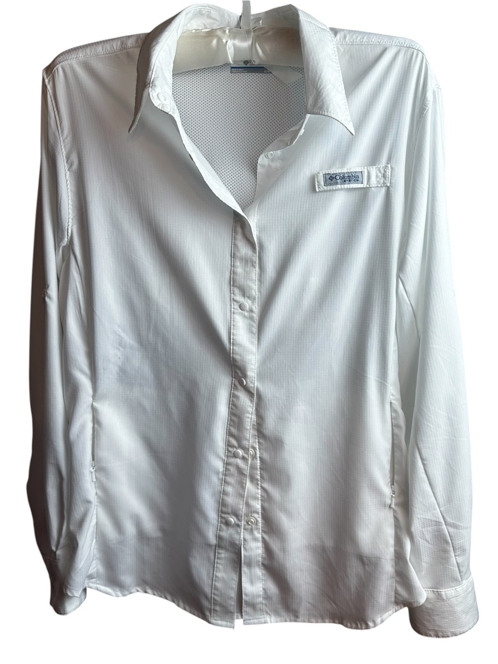 UPF 40 Ladies White Long-Sleeve Vented Performance Shirt Golf/Fish